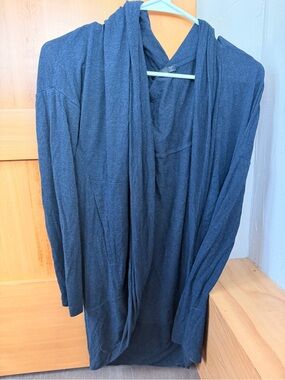 Prana Heathered Navy Open Front Cardigan